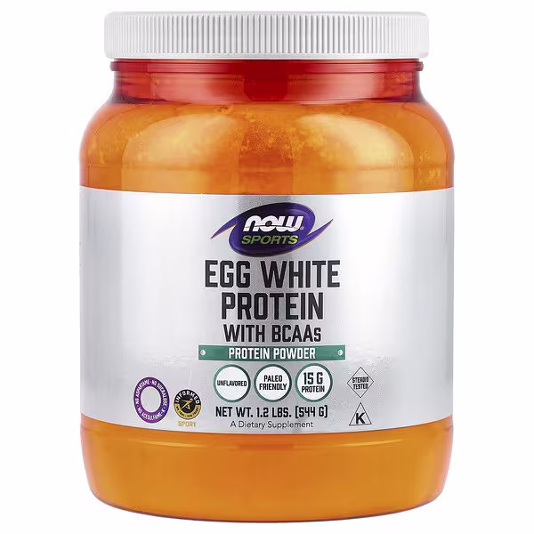 NOW Foods, Sports, Egg White Protein with BCAAs, Protein Powder, Unflavored, 1.2 lbs (544 g)