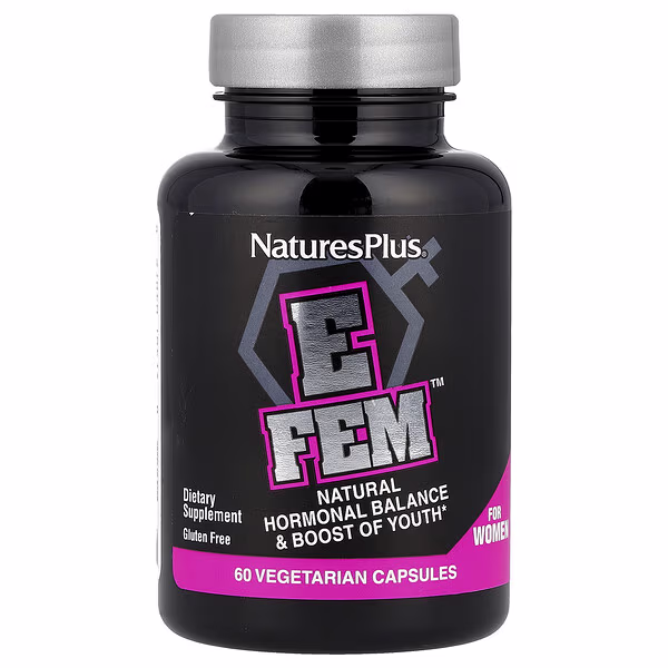 NaturesPlus, E Fem™ for Women, Natural Hormonal Balance & Boost of Youth, 60 Vegetarian Capsules