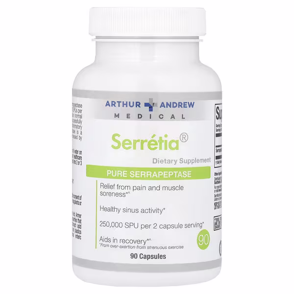 Arthur Andrew Medical, Serretia®, Pure Serrapeptase, 90 Capsules (125,000 SPU per Capsule)