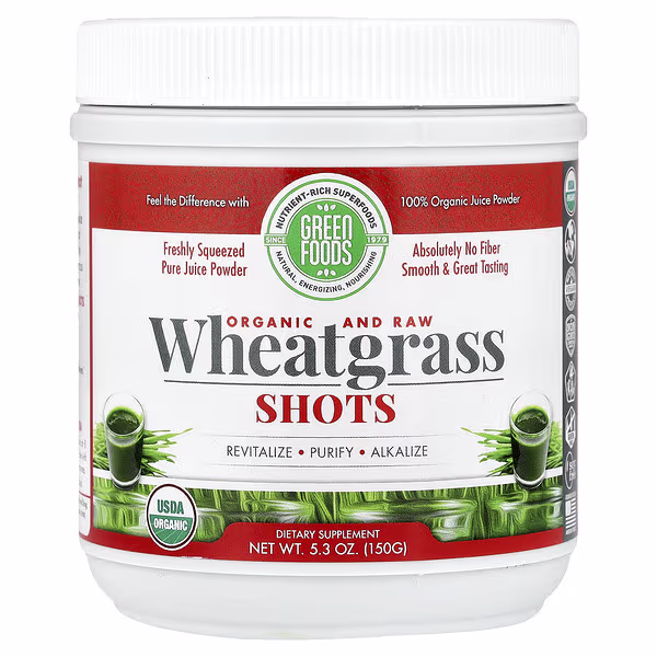 Green Foods, Organic and Raw Wheatgrass Shots, 5.3 oz (150 g)
