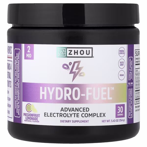 Zhou Nutrition, Hydro-Fuel™, Advanced Electrolyte Complex, Passionfruit Lemonade, 5.43 oz (154 g)