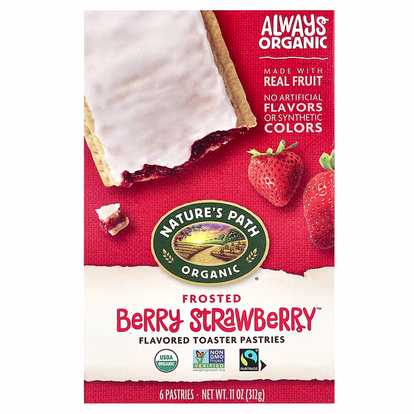 Nature's Path, Organic Flavored Toaster Pastries, Frosted Berry Strawberry, 6 Pastries, 11 oz (312 g)