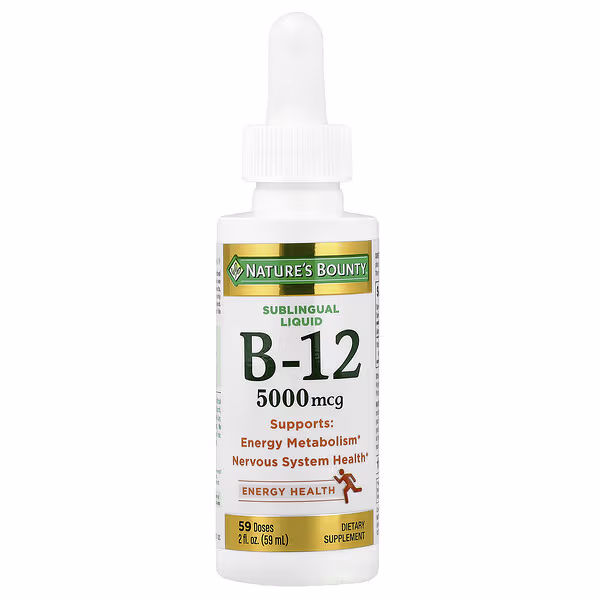 Nature's Bounty, B-12, Sublingual Liquid, 5,000 mcg, 2 fl oz (59 ml)