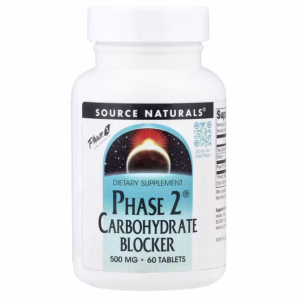 Source Naturals, Phase 2® Carbohydrate Blocker, 500 mg, 60 Tablets