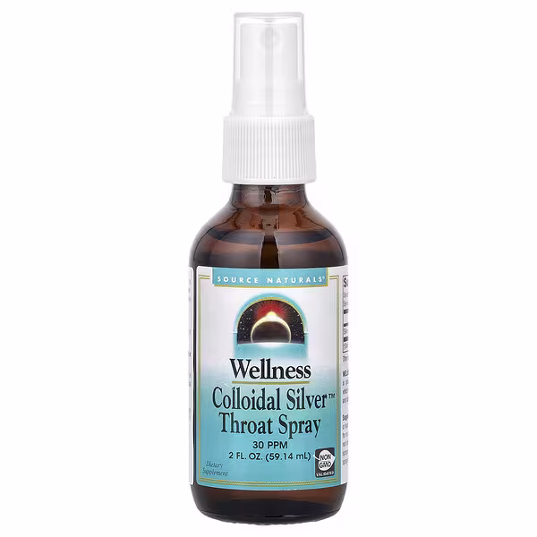 Source Naturals, Wellness Colloidal Silver™ Throat Spray, 2 fl oz (59.14 ml)