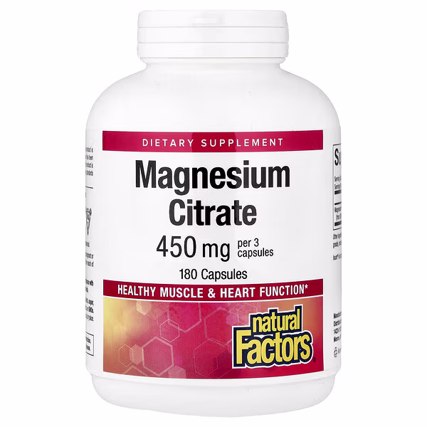 Natural Factors, Magnesium Citrate, 180 Capsules (150 mg Per capsule)