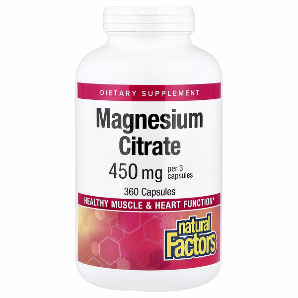 Natural Factors, Magnesium Citrate, 360 Capsules (150 mg Per capsule)