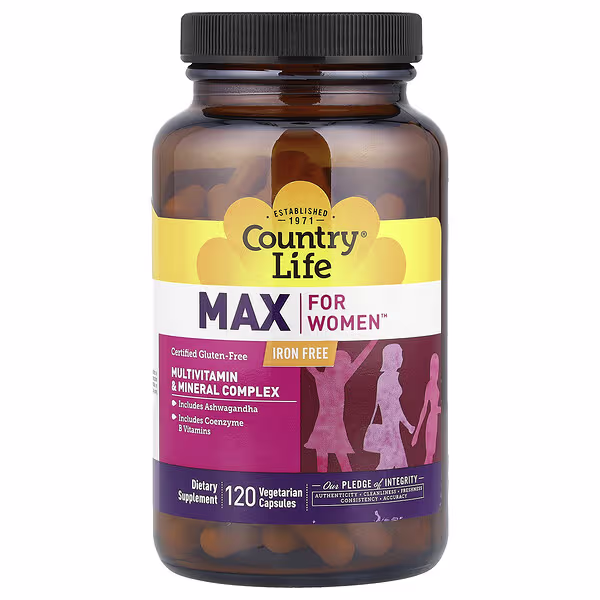 Country Life, Max for Women™, Multivitamin & Mineral Complex, Iron Free, 120 Vegetarian Capsules