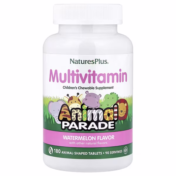 NaturesPlus, Animal Parade, Children's Chewable Supplement, Watermelon, 180 Animal-Shaped Tablets