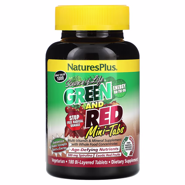 NaturesPlus, Source of Life®, Green and Red Mini-Tabs, 180 Tablets