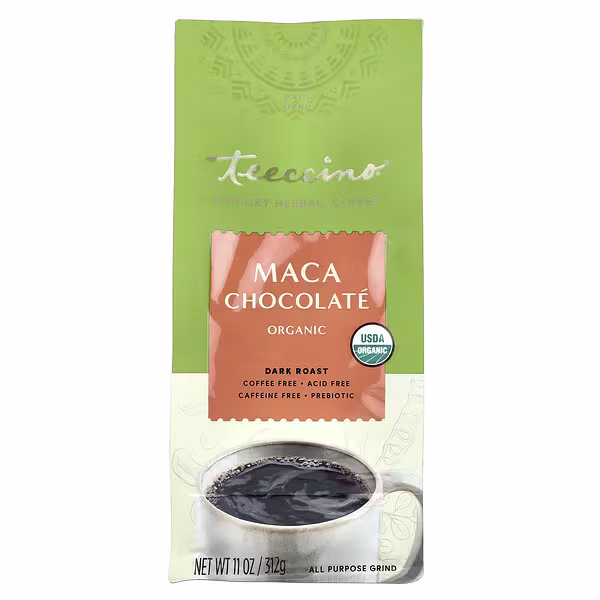 Teeccino, Organic Chicory Herbal Coffee, Maca Chocolate, Dark Roast, Caffeine Free, 11 oz (312 g)