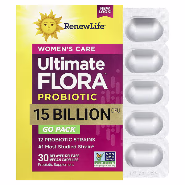Renew Life, Women's Care, Ultimate Flora™ Probiotic, 15 Billion CFU, 30 Delayed Release Vegan Capsules