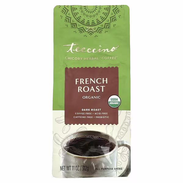 Teeccino, Organic Chicory Herbal Coffee, French Roast, Dark Roast, Caffeine Free, 11 oz (312 g)