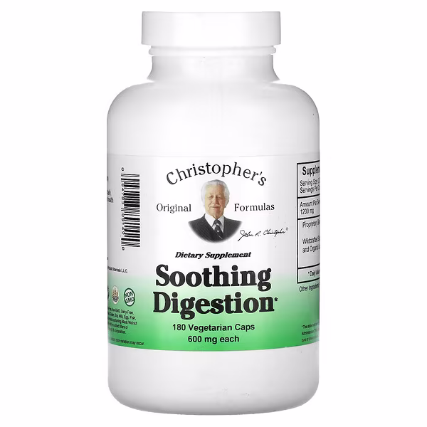 Christopher's Original Formulas, Soothing Digestion, 600 mg, 180 Vegetarian Caps