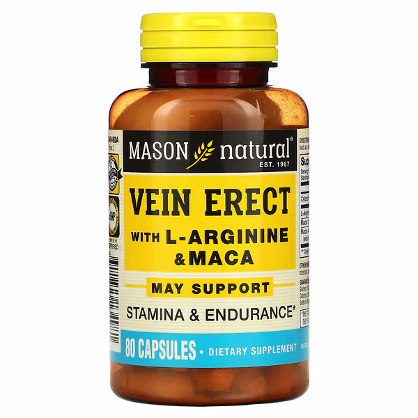 Mason Natural, Vein Erect with L-Arginine & Maca, 80 Capsules