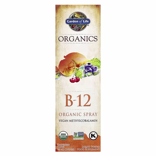 Garden of Life, Organics, B-12 Organic Spray, Raspberry, 2 fl oz (58 ml)