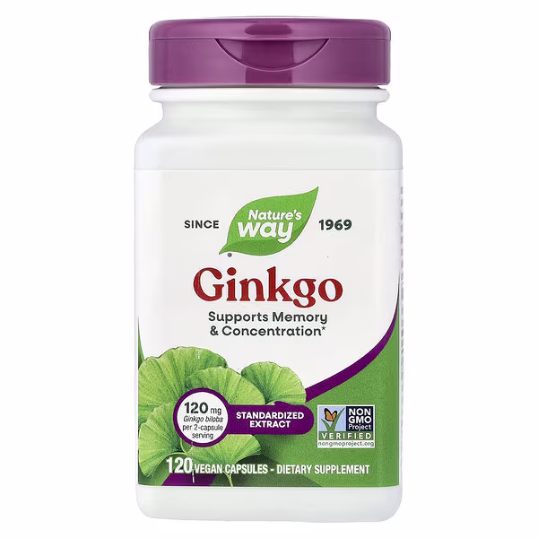 Nature's Way, Ginkgo, Standardized Extract, 120 Vegan Capsules