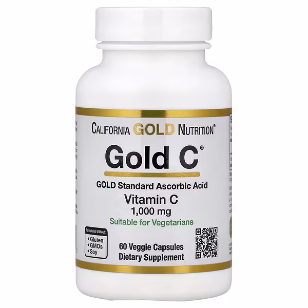 California Gold Nutrition, Gold C®, USP Grade Vitamin C, 1,000 mg, 60 Veggie Capsules