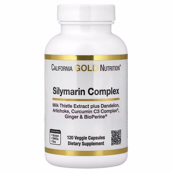 California Gold Nutrition, Silymarin Complex, Milk Thistle Extract Plus Dandelion, Artichoke, Curcumin C3 Complex®, Ginger, and BioPerine®, 120 Veggie Capsules