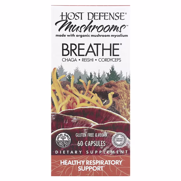 Host Defense, Host Defense Mushrooms, Breathe, 60 Capsules