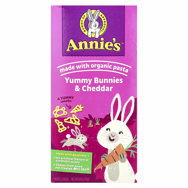Annie's Homegrown, Yummy Bunnies & Cheddar, Pasta & Cheese, 6 oz (170 g)