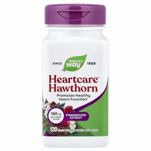 Nature's Way, HeartCare™ Hawthorn, 120 Vegan Tablets (80 mg per Tablet)