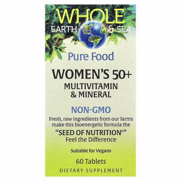 Natural Factors, Whole Earth & Sea®, Women's 50+ Multivitamin & Mineral, 60 Tablets