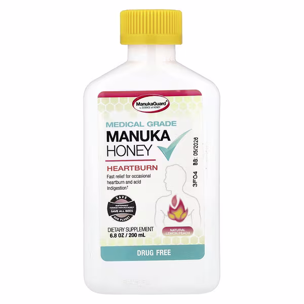 ManukaGuard, Medical Grade Manuka Honey, Natural Lemon Peach, 6.8 oz (200 ml)