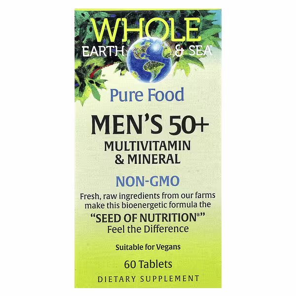 Natural Factors, Whole Earth & Sea®, Men's 50+ Multivitamin & Mineral, 60 Tablets