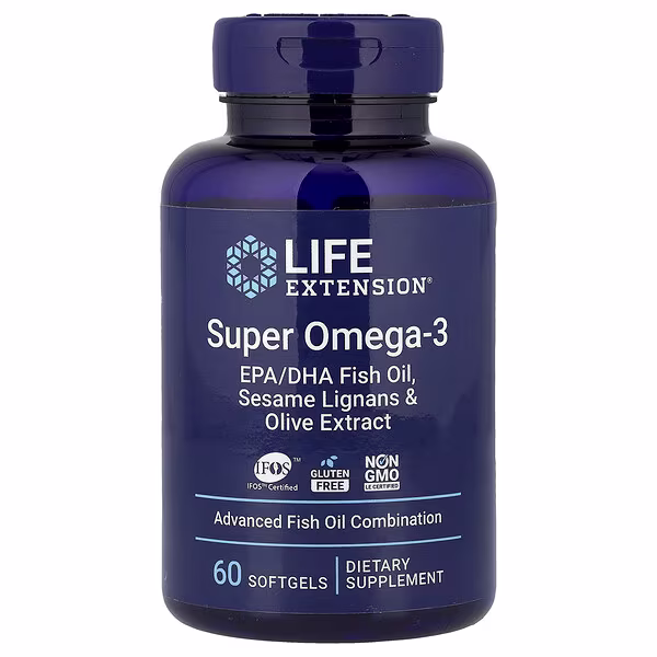 Life Extension, Super Omega-3, EPA/DHA Fish Oil, Sesame Lignans & Olive Extract, 60 Softgels