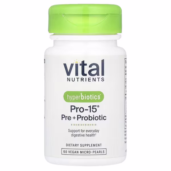 Vital Nutrients, Hyperbiotics®, Pro-15®, Pre + Probiotic, 60 Vegan Micro-Pearls
