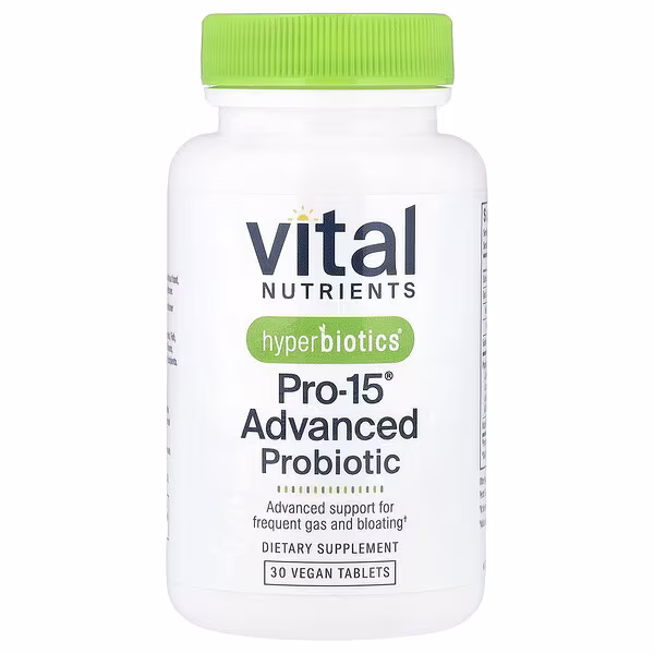 Vital Nutrients, Hyperbiotics®, Pro-15® Advanced Probiotic, 30 Vegan Tablets