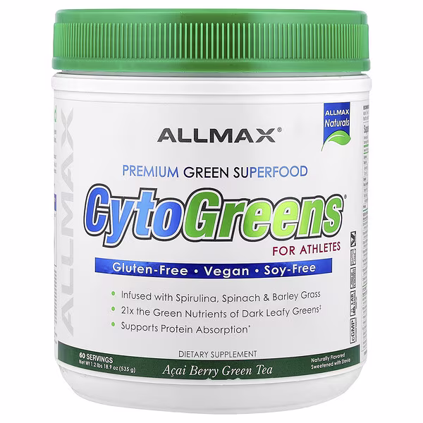 ALLMAX, CytoGreens®, Premium Green Superfood For Athletes, Acai Berry Green Tea, 1.2 lbs (535 g)