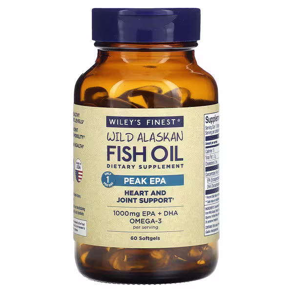 Wiley's Finest, Wild Alaskan Fish Oil, Peak EPA, 60 Softgels