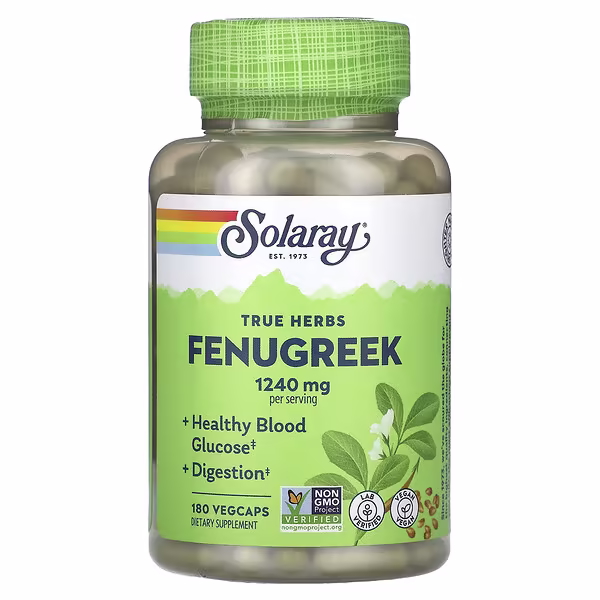 Solaray, True Herbs, Fenugreek, 180 VegCaps (620 mg per Capsule)
