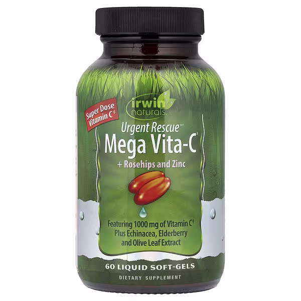 Irwin Naturals, Urgent Rescue®, Mega Vita-C + Rosehips and Zinc, 60 Liquid Soft-Gels