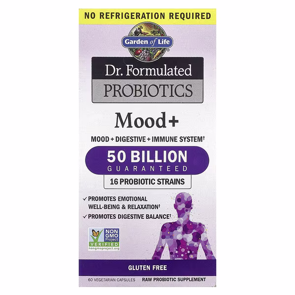 Garden of Life, Dr. Formulated Probiotics, Mood+, 60 Vegetarian Capsules